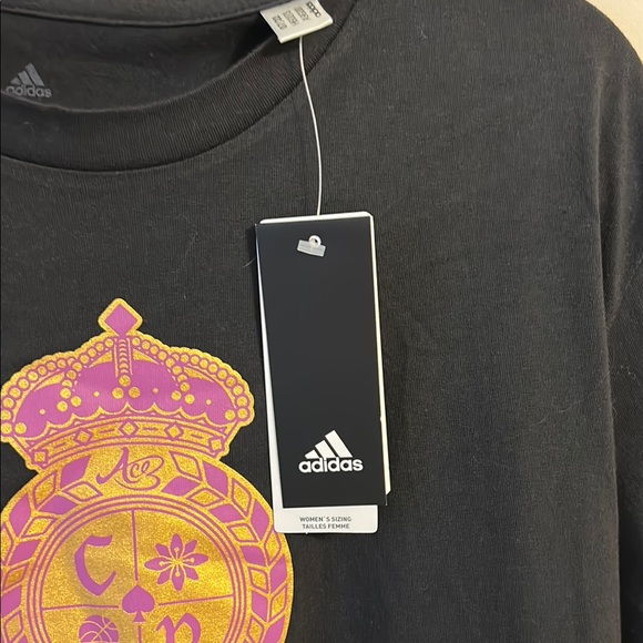 Adidas Black Tee with Purple and Gold Emblem - Picture 2 of 5